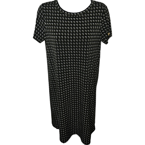 MICHAEL Michael Kors Green/Black/White Abstract Printed Short Sleeve Dress - Picture 1 of 4